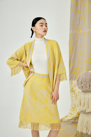 Women's jacquard handcrafted tasseled skirt