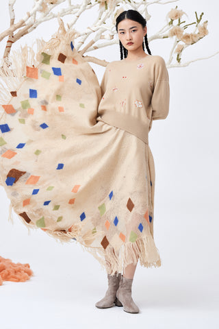 Handcrafted argyle cashmere felting skirt